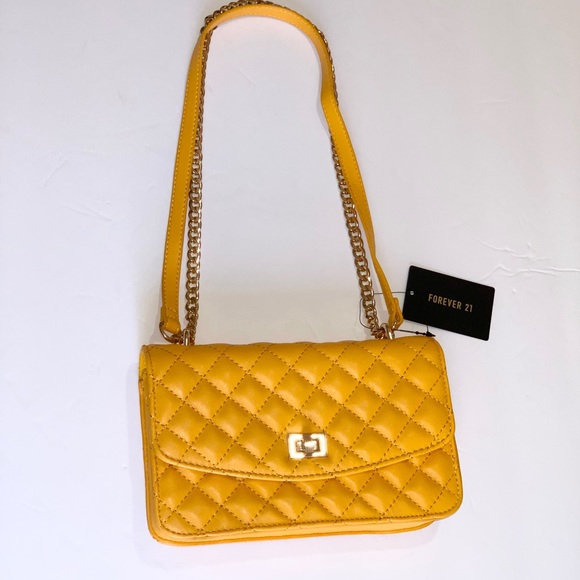 Forever 21 Handbags - Forever 21 mustard Chanel-like bag NWT